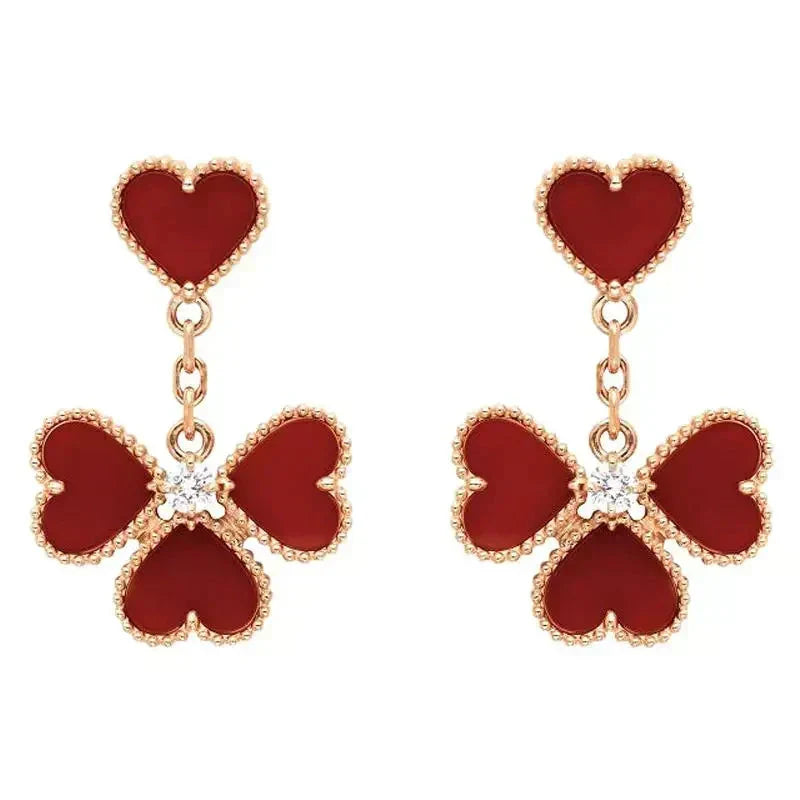 VCA SWEET CLOVER CARNELIAN EARRINGS