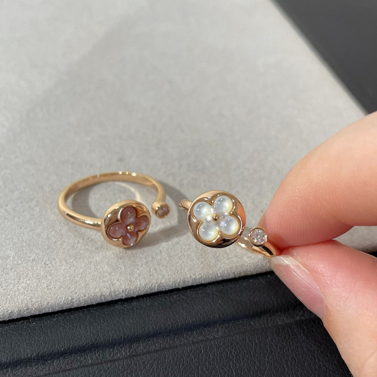 LOUIS VUITTON SUN 1 DIAMOND PINK MOP RING