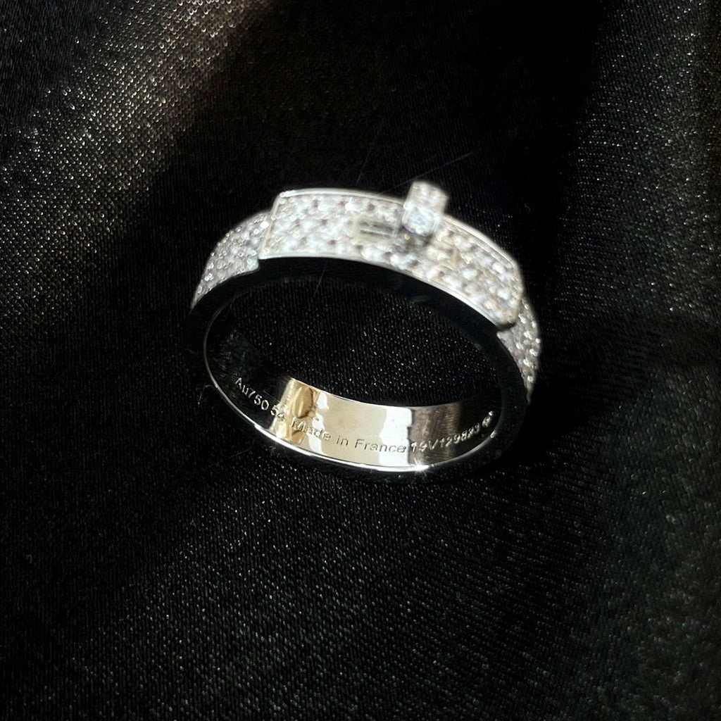 HERMES KELLY SILVER DIAMOND RING