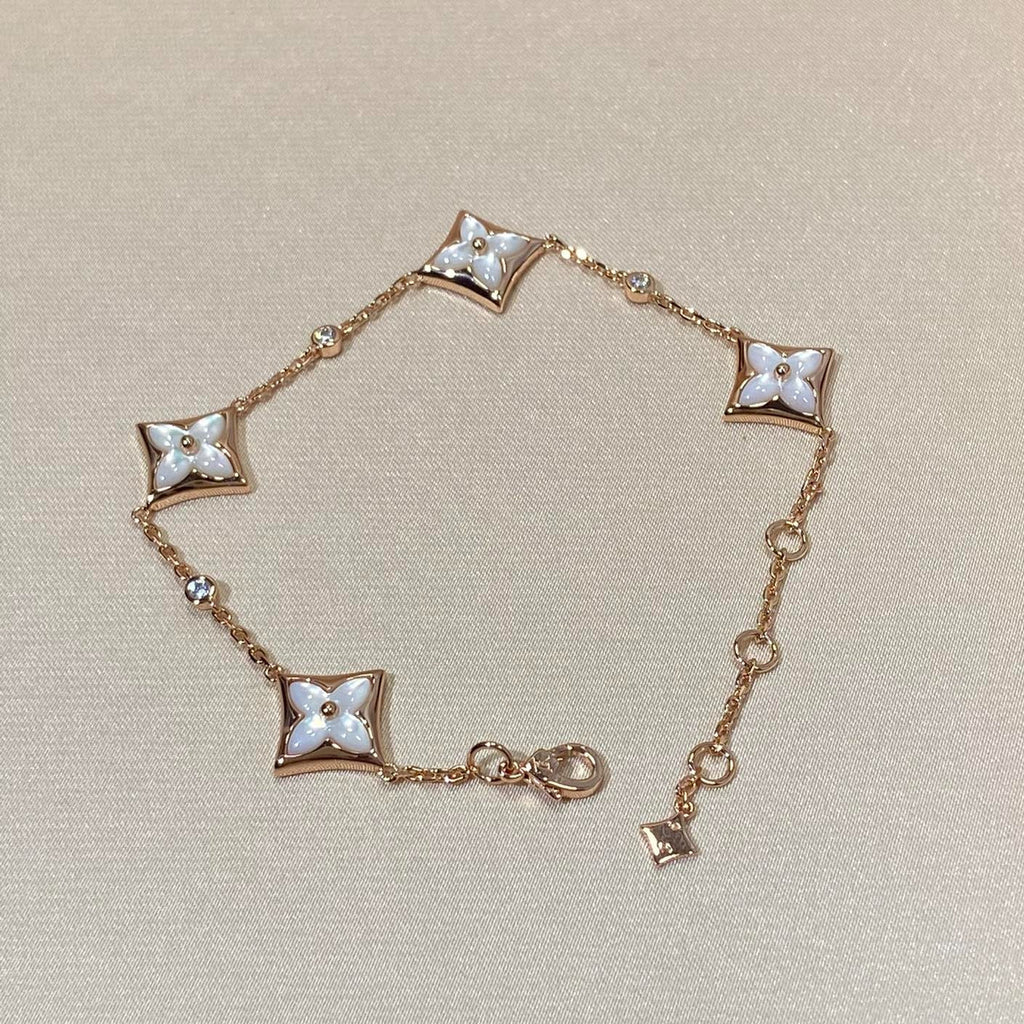 LOUIS VUITTON STAR 4 MOTIF MOP DIAMOND PINK GOLD BRACELET