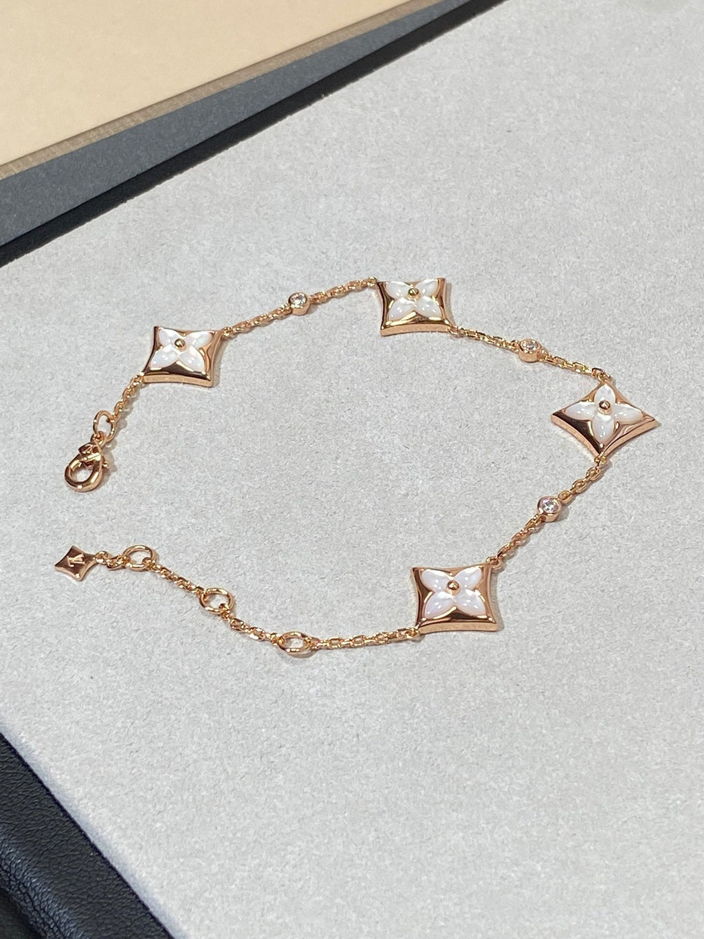 LOUIS VUITTON STAR 4 MOTIF MOP DIAMOND PINK GOLD BRACELET