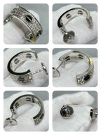 CARTIER LOVE CERAMIC DIAMOND PAVED SILVER EARRINGS