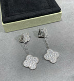 VCA CLOVER 2 MOTIFS DIAMOND PAVED SILVER EARRINGS