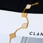 VCA CLOVER WHITE PEARL MOP 5 MOTIF BRACELET COLLECTION