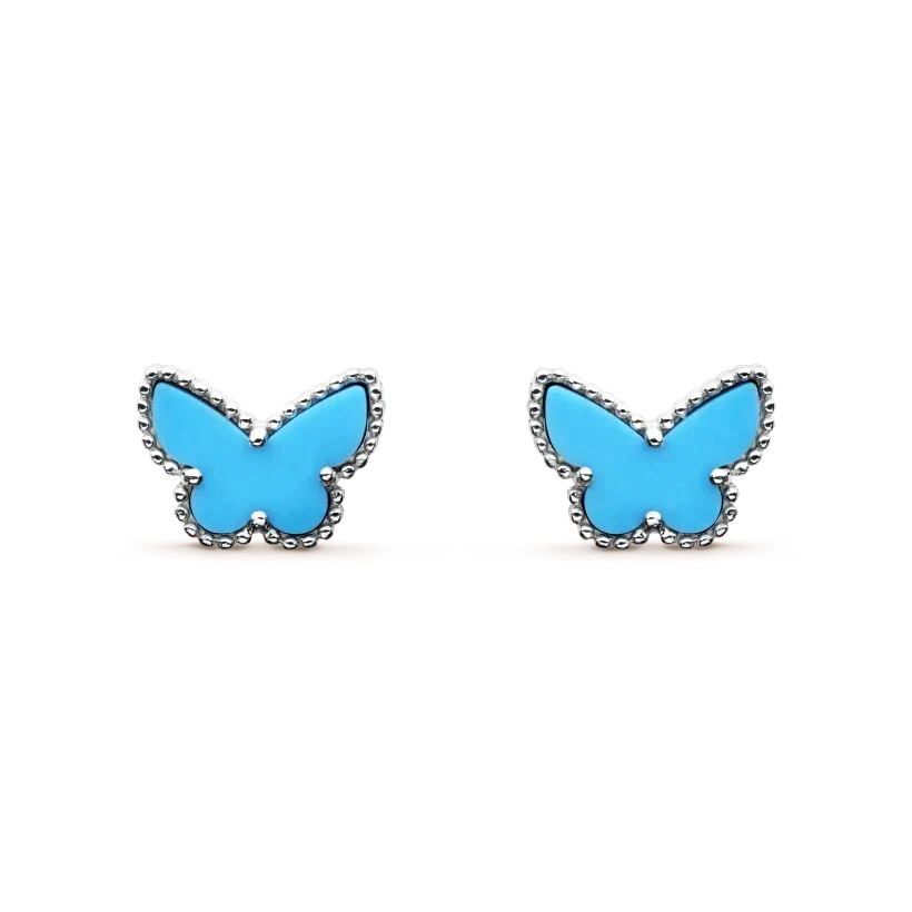 VCA BUTTERFLY TURQUOISE EARRINGS SILVER