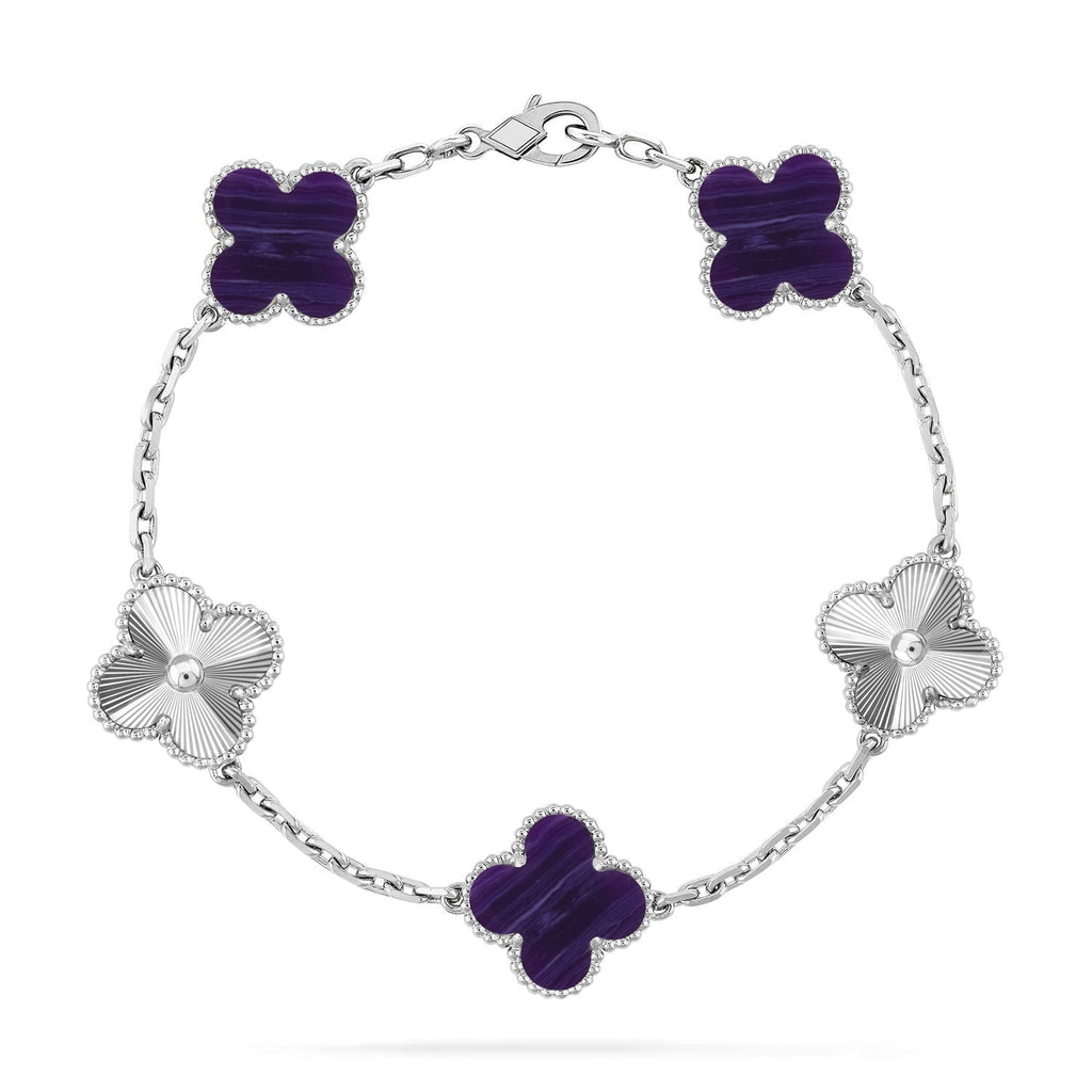 VCA CLOVER 5 MOTIF PURPLE STRIPES BRACELET COLLECTION