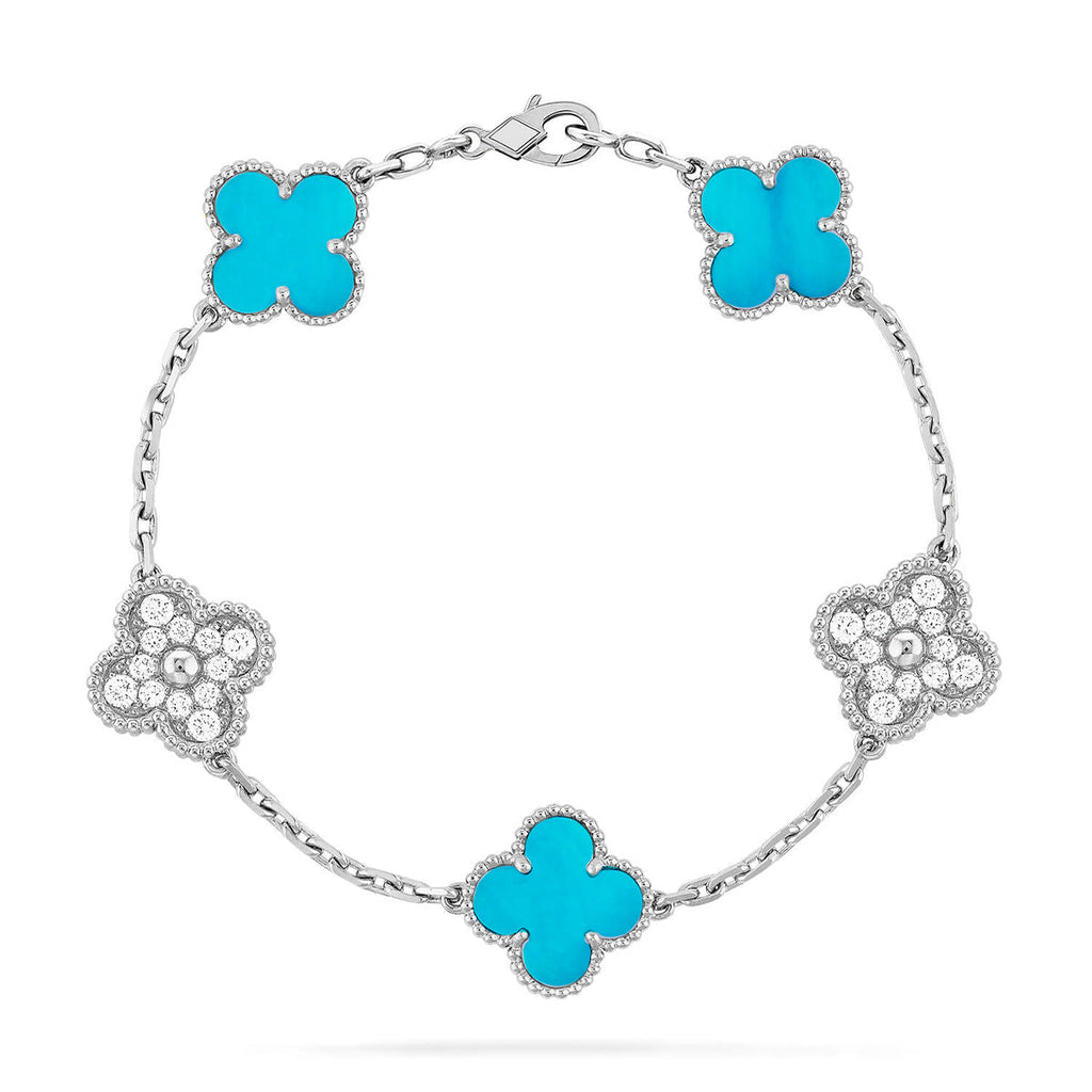 VCA CLOVER 5 MOTIF TURQUOISE BRACELET COLLECTION