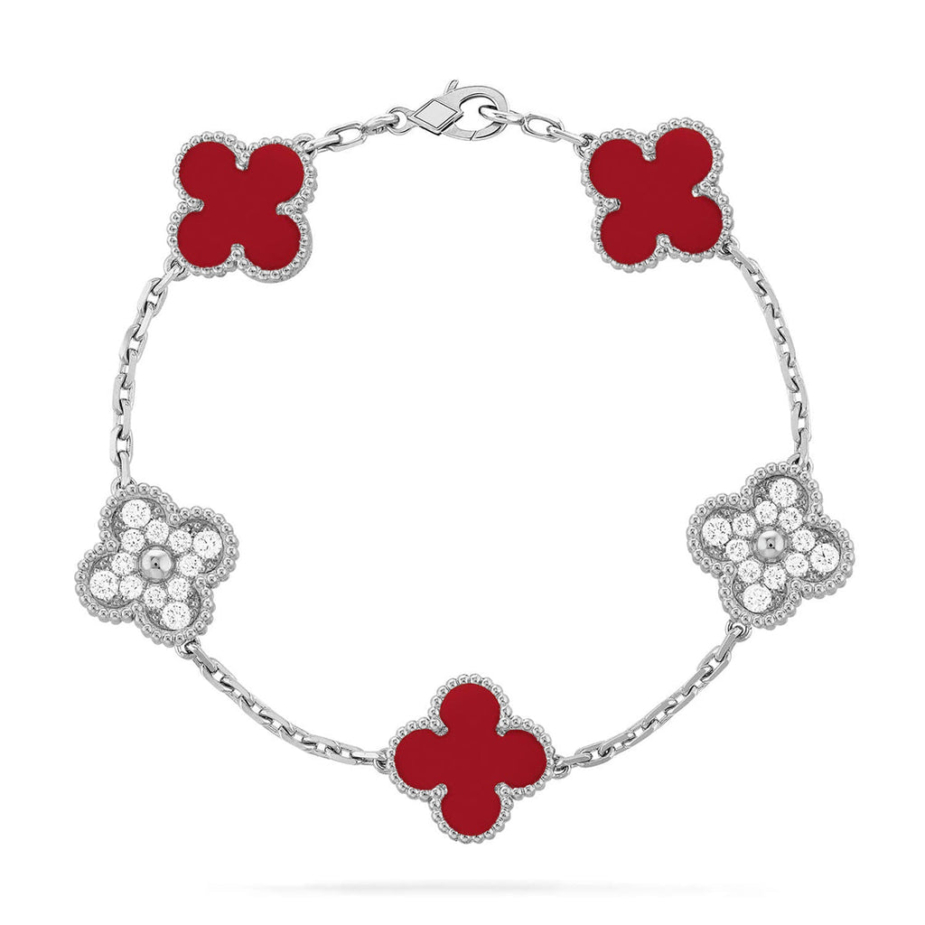 VCA CLOVER 5 MOTIF RED CORNELIAN BRACELET COLLECTION