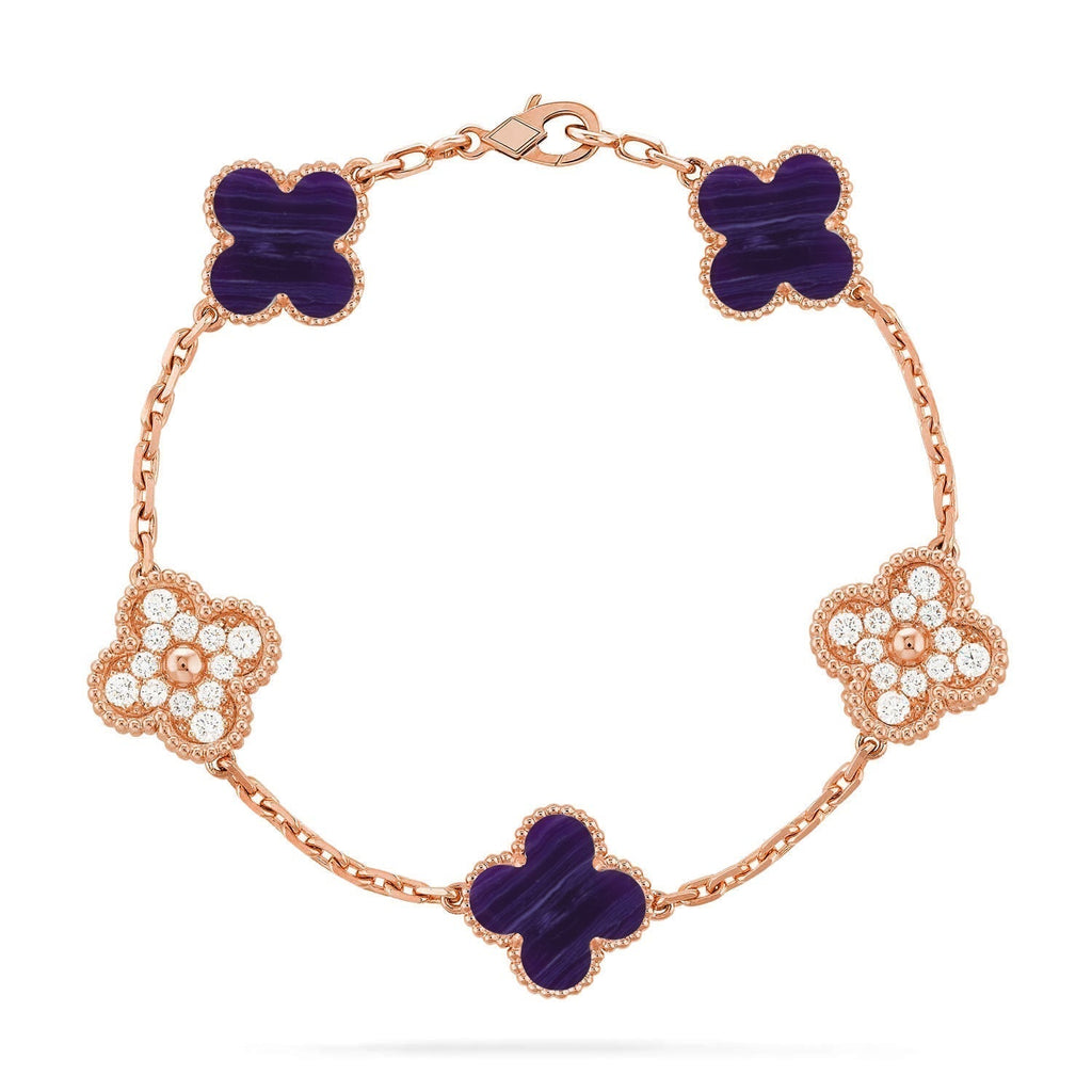 VCA CLOVER 5 MOTIF PURPLE STRIPES BRACELET COLLECTION