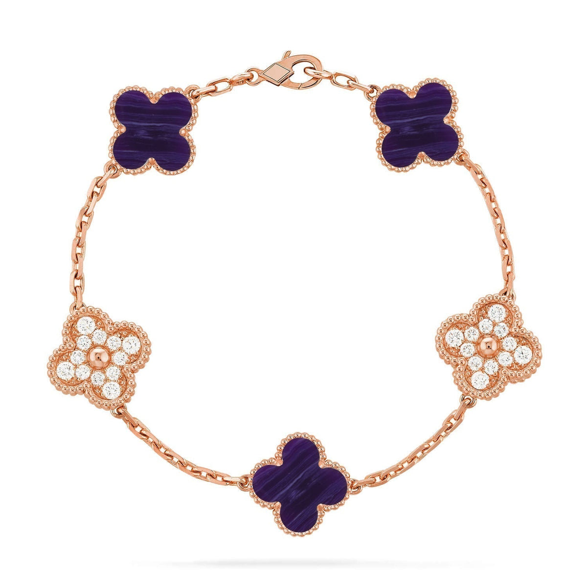 VCA CLOVER 5 MOTIF PURPLE STRIPES BRACELET COLLECTION