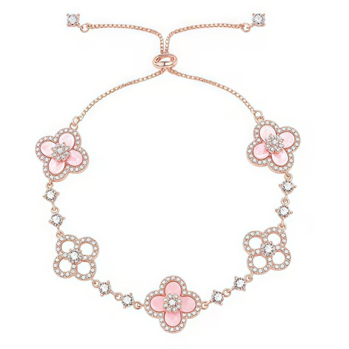 VCA CLOVER 5 MOTIF PINK BLUE RED WHITE BRACELET