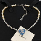 Chanel Blue Heart Pearl Diamond Necklace