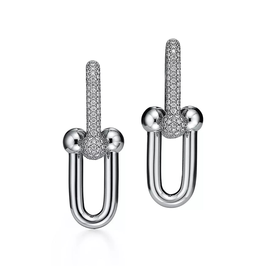Tiffany HardWear Large Link Earrings with Pavé Diamonds