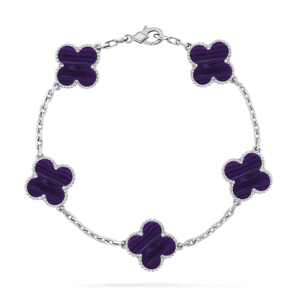 VCA CLOVER 5 MOTIF PURPLE STRIPES BRACELET COLLECTION