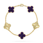 VCA CLOVER 5 MOTIF PURPLE STRIPES BRACELET COLLECTION