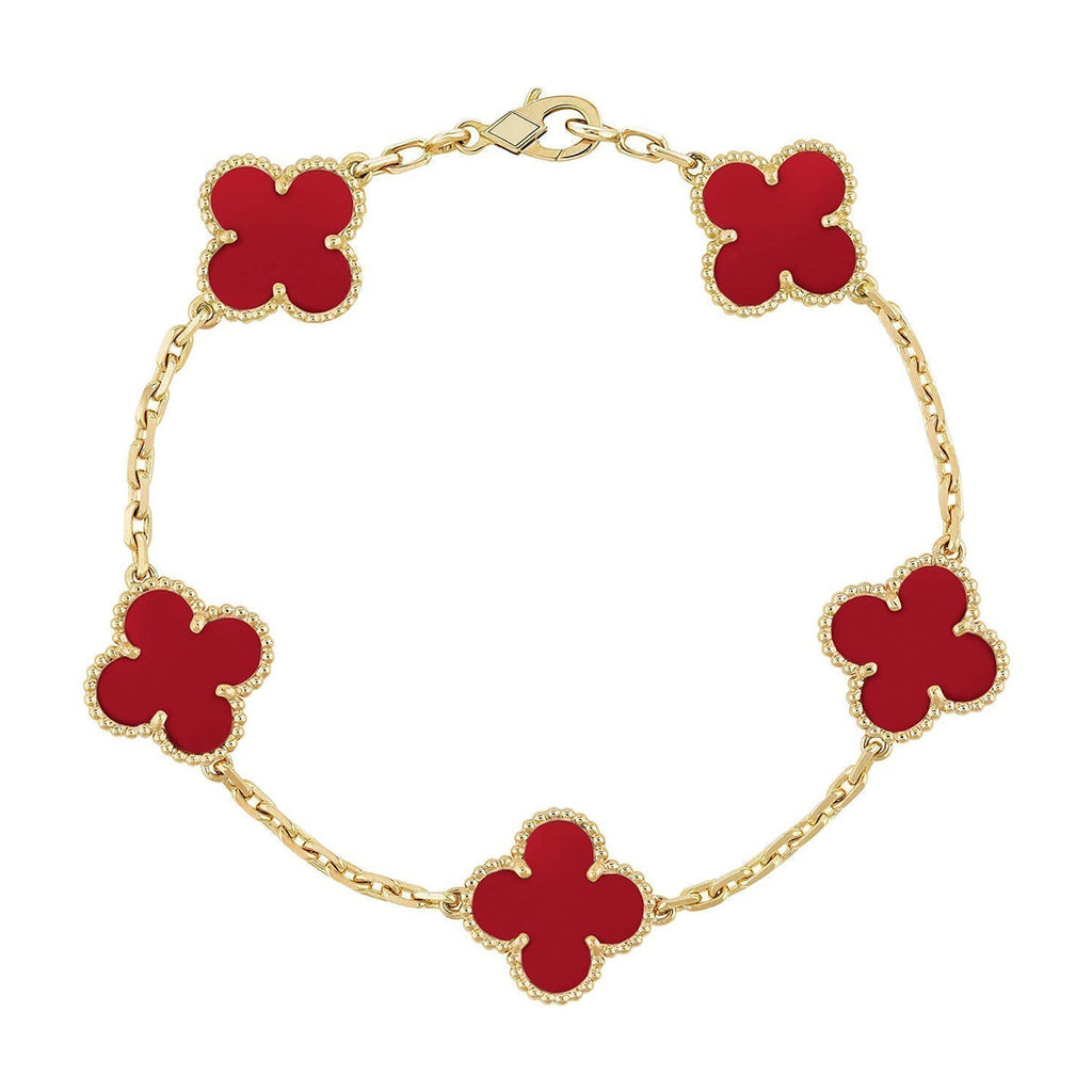 VCA CLOVER 5 MOTIF RED CORNELIAN BRACELET COLLECTION