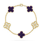 VCA CLOVER 5 MOTIF PURPLE STRIPES BRACELET COLLECTION