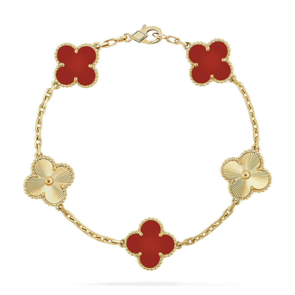VCA CLOVER 5 MOTIF RED CORNELIAN BRACELET COLLECTION
