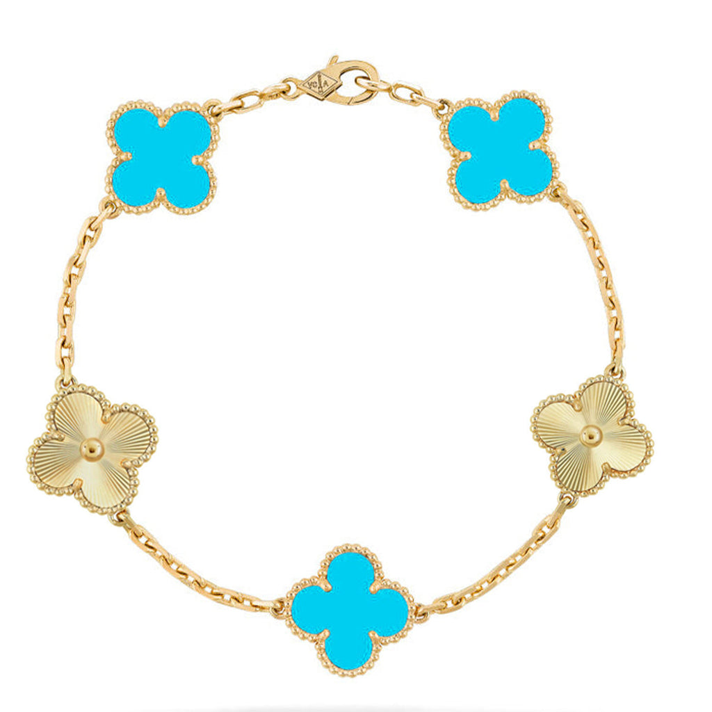 VCA CLOVER 5 MOTIF TURQUOISE BRACELET COLLECTION