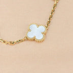 VCA CLOVER WHITE PEARL MOP 5 MOTIF BRACELET COLLECTION