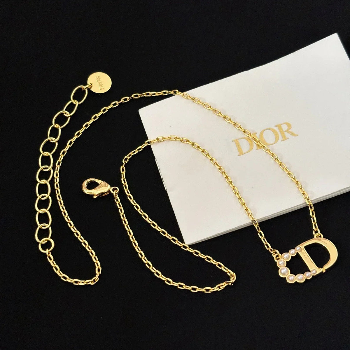 Dior Half Pearl Letter Necklace