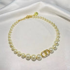 Dior Pearl Letter Necklace Bracelet