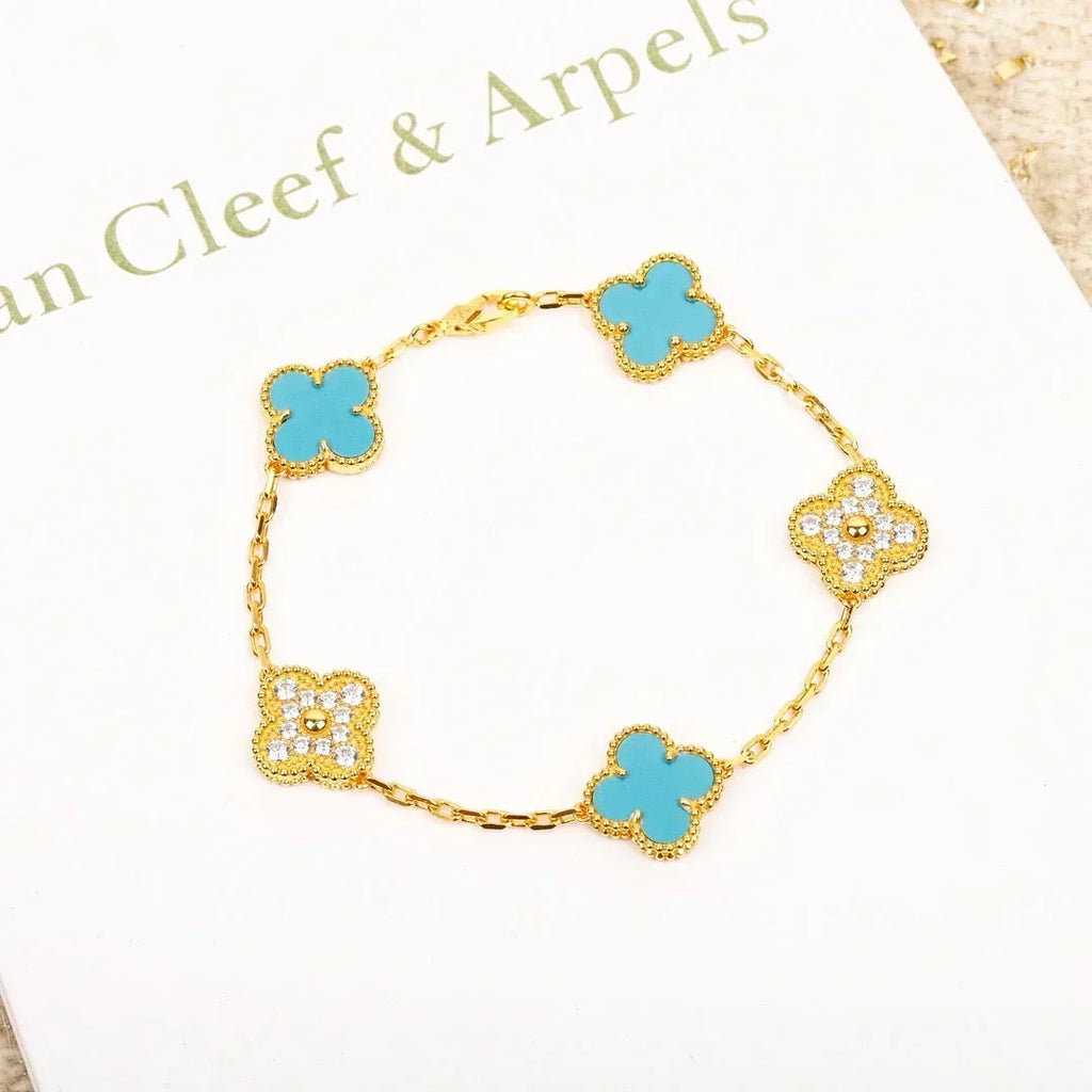 VCA CLOVER 5 MOTIF TURQUOISE BRACELET COLLECTION