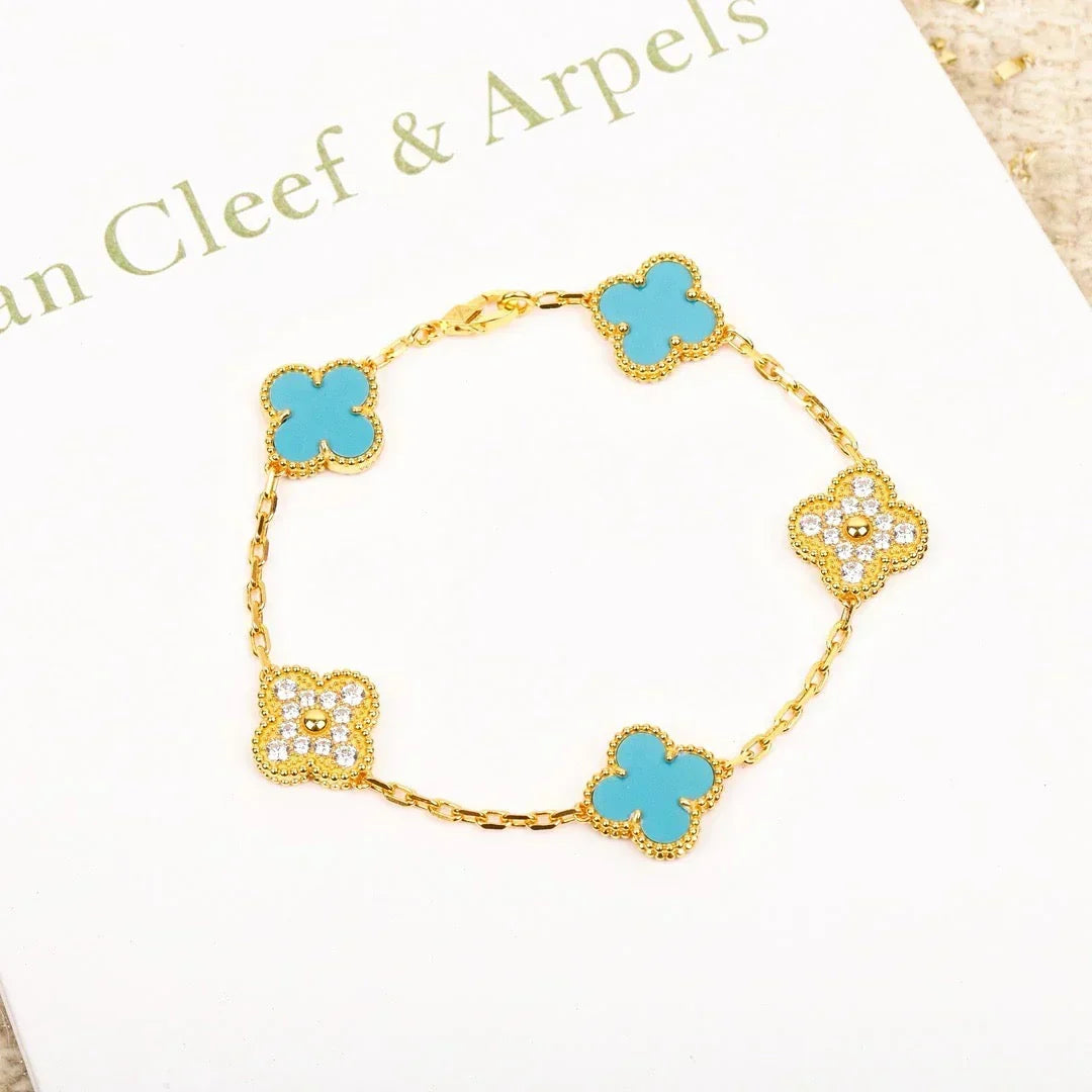 VCA CLOVER 5 MOTIF TURQUOISE BRACELET COLLECTION