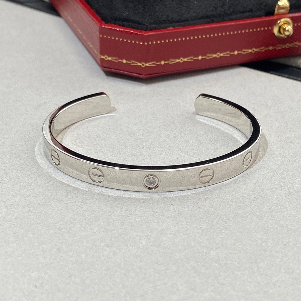 CARTIER LOVE BRACELET 6.1MM 1 DIAMOND OPEN CUFF