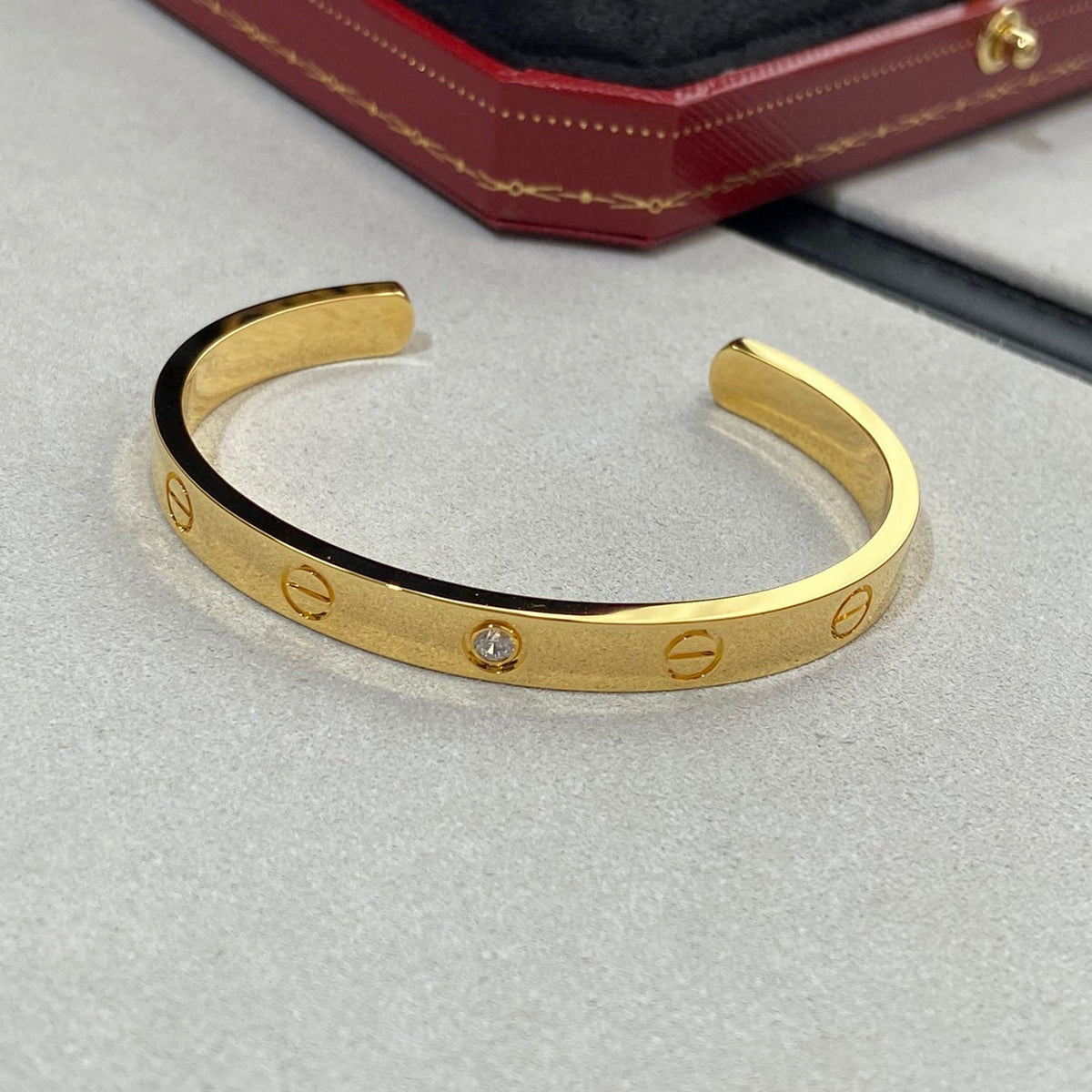 CARTIER LOVE BRACELET 6.1MM 1 DIAMOND OPEN CUFF