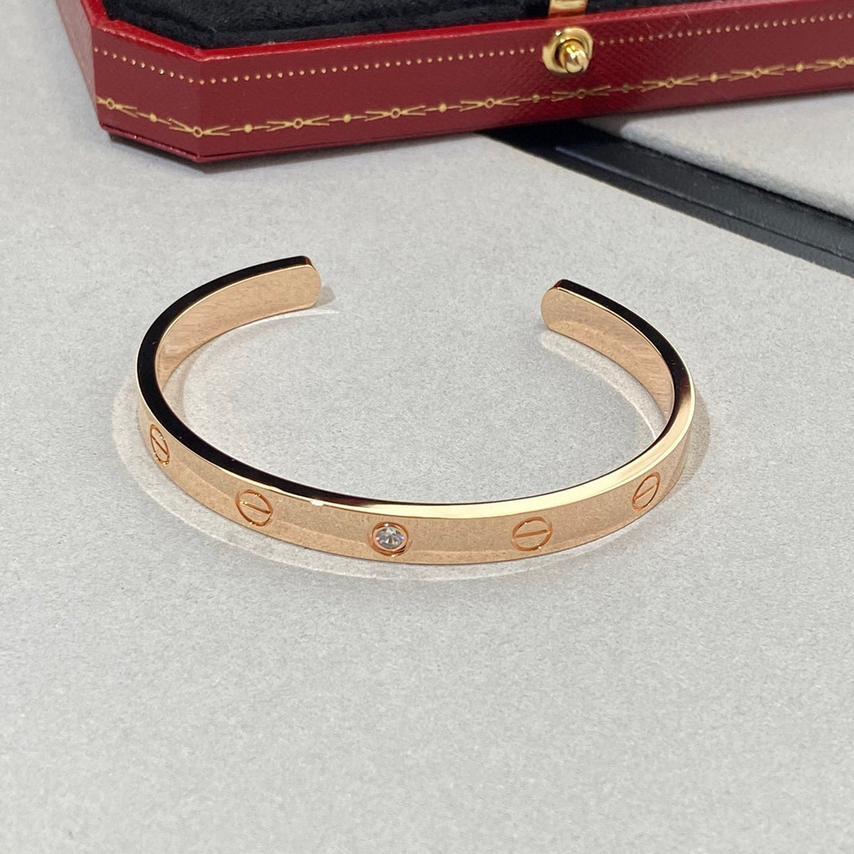 CARTIER LOVE BRACELET 6.1MM 1 DIAMOND OPEN CUFF