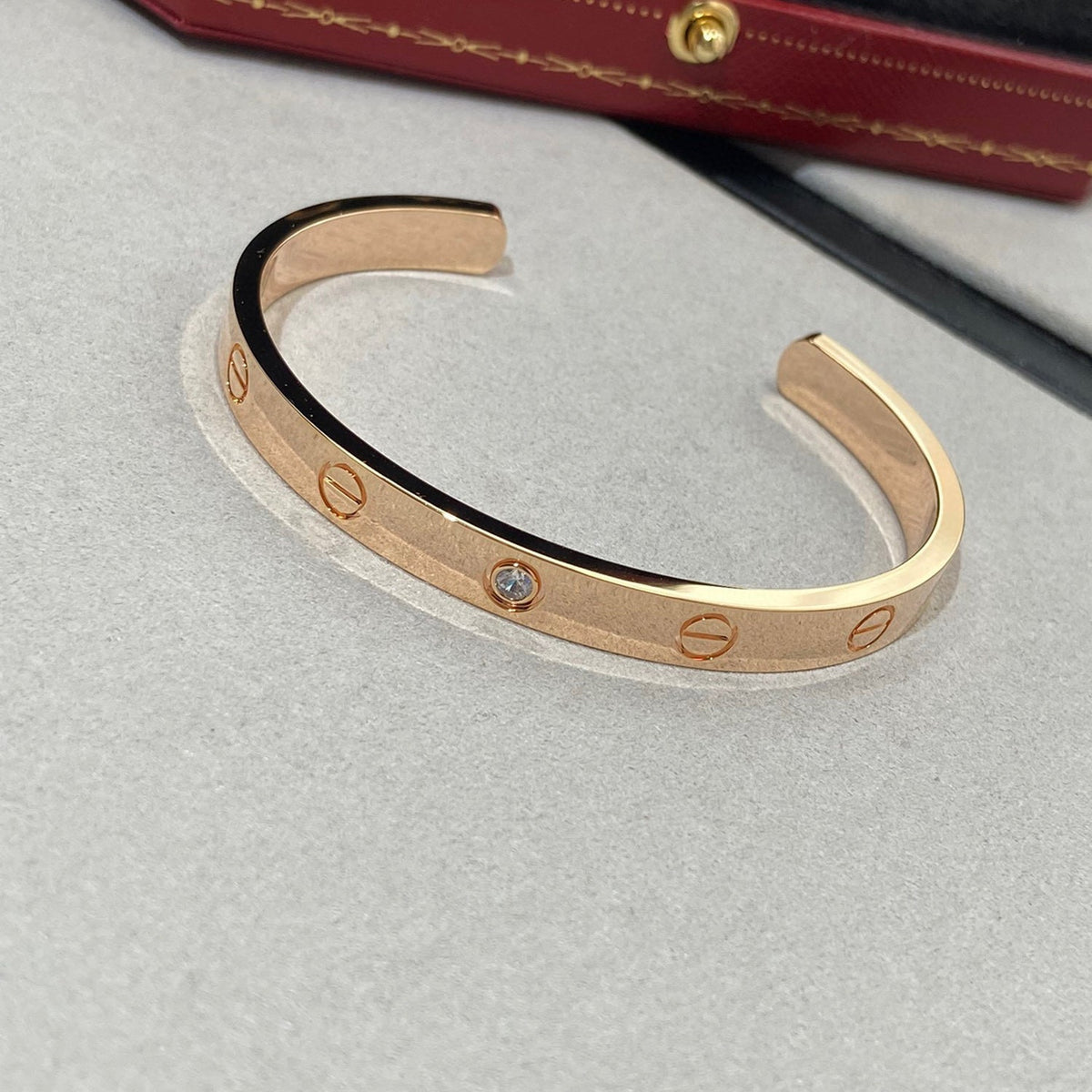 CARTIER LOVE BRACELET 6.1MM 1 DIAMOND OPEN CUFF