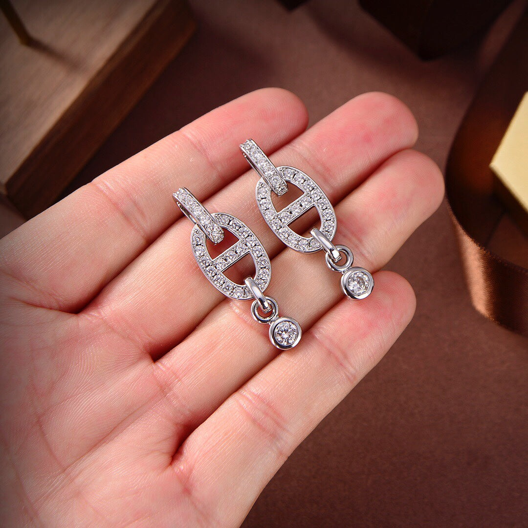 HERMES HM CHAINE DIAMOND EARRINGS