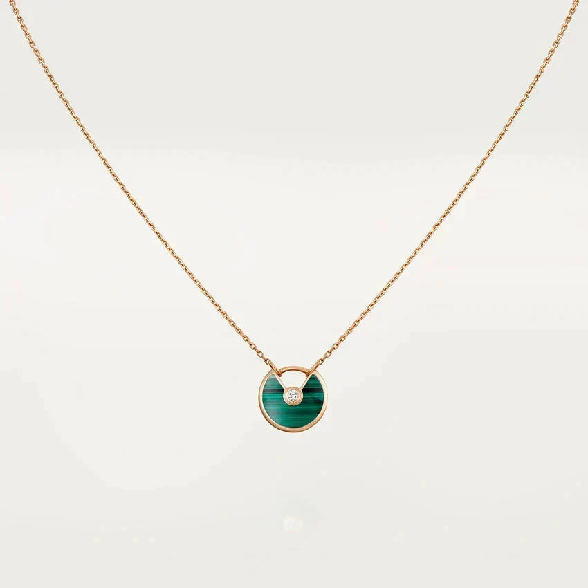 CARTIER AMULETTE ROSE GOLD MALACHITE NECKLACE