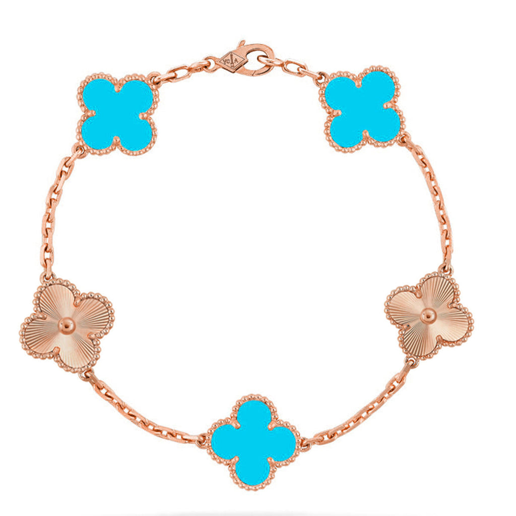 VCA CLOVER 5 MOTIF TURQUOISE BRACELET COLLECTION