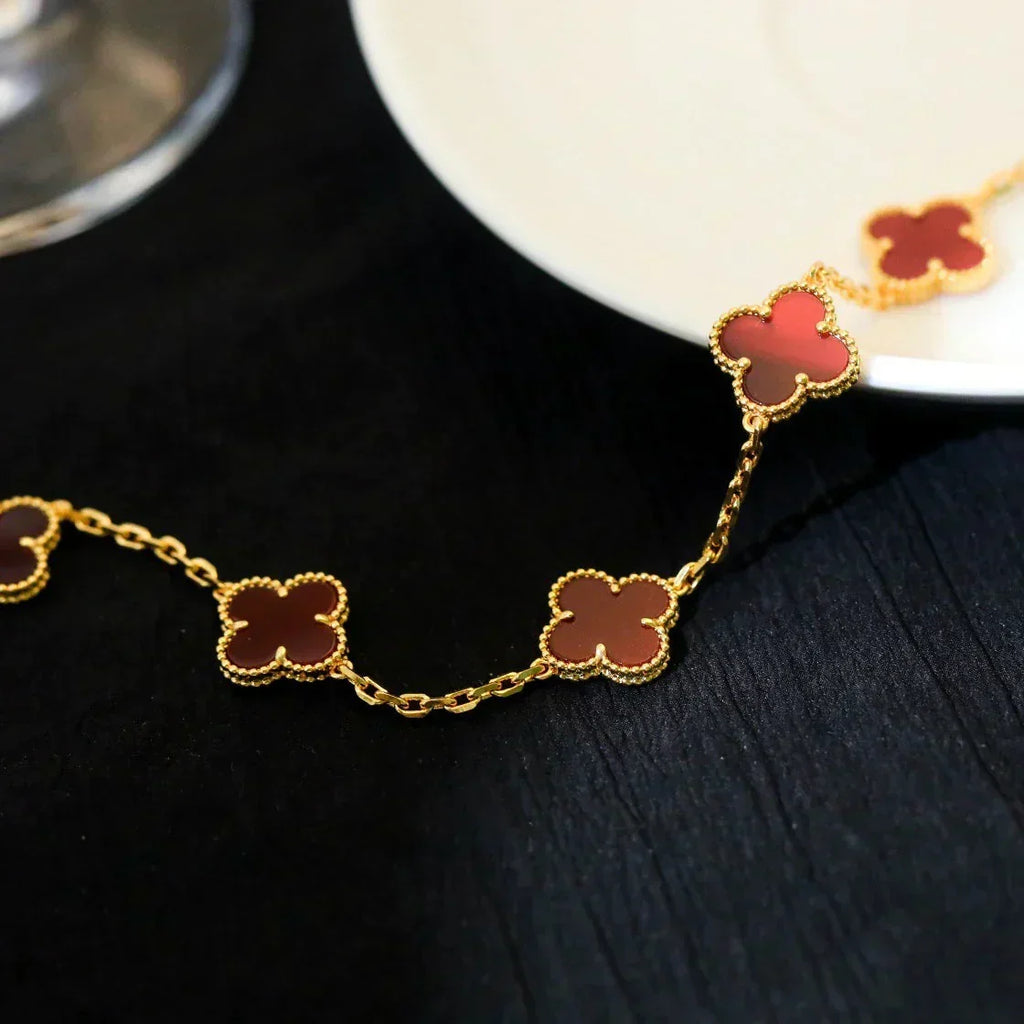 VCA CLOVER 5 MOTIF RED CORNELIAN BRACELET COLLECTION