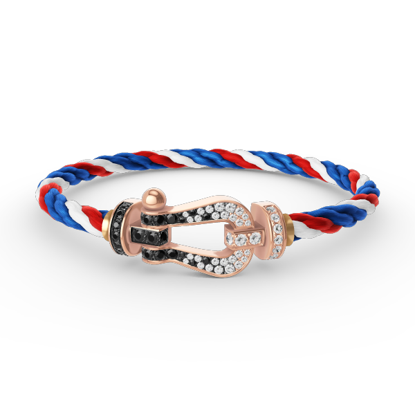 FRED FORCE LARGE HORSESHOE BLACK WHITE DIAMOND BRACELET ROSE GOLD