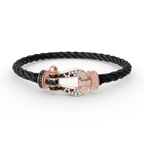 FRED FORCE LARGE HORSESHOE BLACK WHITE DIAMOND BRACELET ROSE GOLD