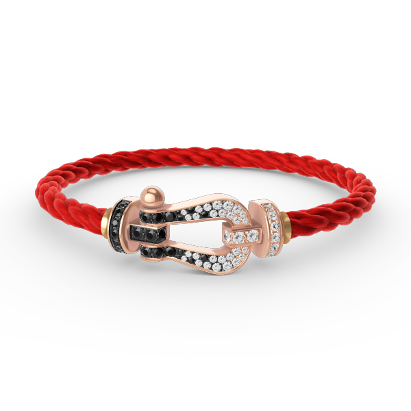 FRED FORCE LARGE HORSESHOE BLACK WHITE DIAMOND BRACELET ROSE GOLD