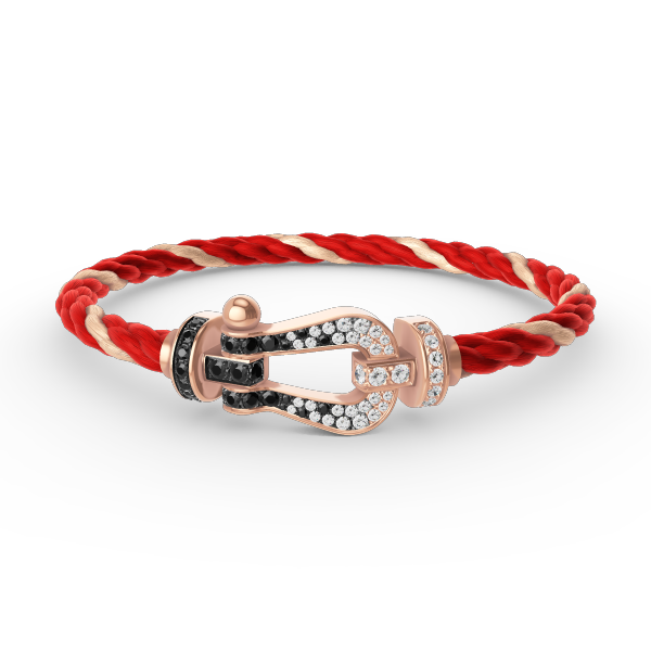FRED FORCE LARGE HORSESHOE BLACK WHITE DIAMOND BRACELET ROSE GOLD