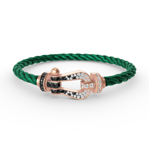 FRED FORCE LARGE HORSESHOE BLACK WHITE DIAMOND BRACELET ROSE GOLD